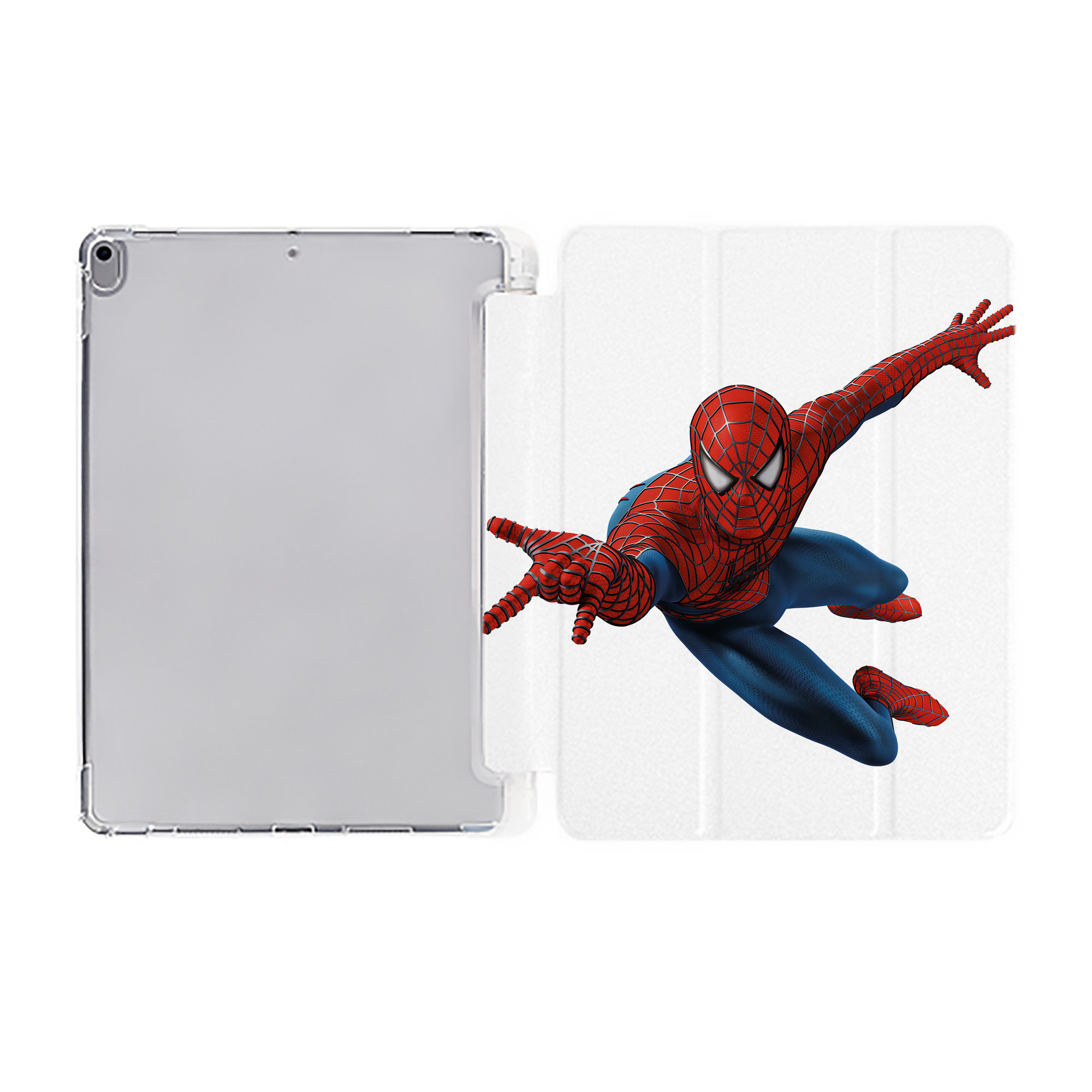 Spider Man スパイダーマン IPad ケース ペン収納付き 三つ折りスタンド PUレザー×シリコン 対応機種9.5/10.5/10.9インチ